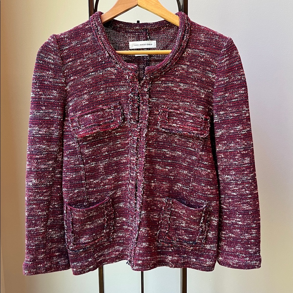 Isabel Marant Bouclé Knit Blazer in Berry Mix